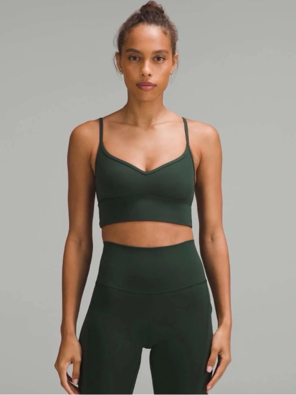 Lululemon Adjustable Strap V-Neck Sports Bra Olive Green Size 8